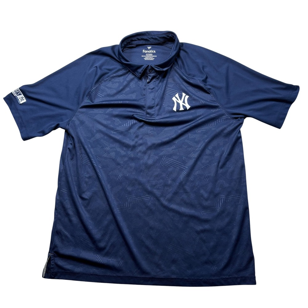 Fanatics New York Yankees MLB Navy Blue Geometric Print Polo Shirt Mens XL #1143